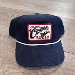 Original Coors Rodeo Patch Snapback Corduroy Rope Hat Beer Blue American Needle